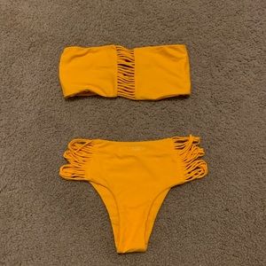 Mikoh Swimwear Orange Bandeau Bikini